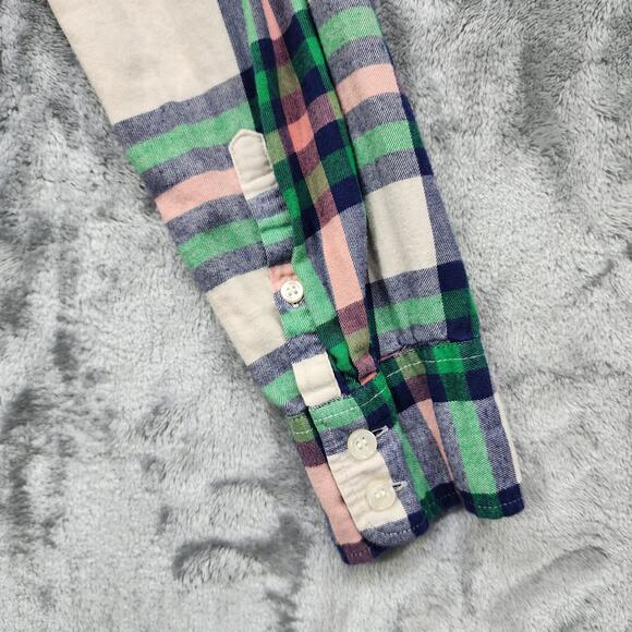J.Crew Top Womens M Green Blue Pink Beige Plaid Boy Fit Long Sleeve Button Up - Picture 4 of 10